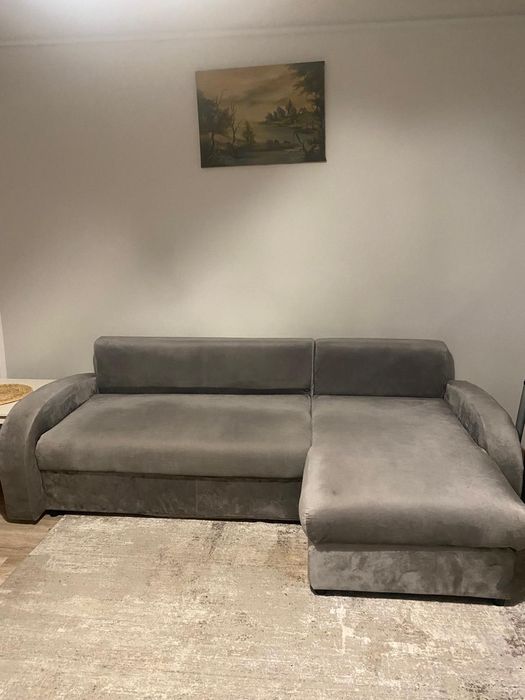 Canapea extesibila, gri din catifea