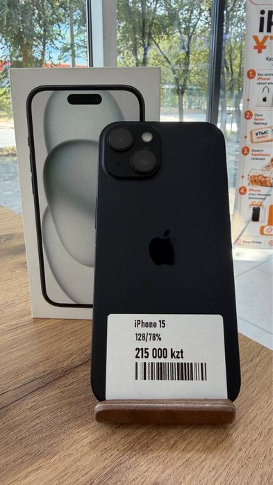 iPhone 15•128GB/78%Black  Айфон 15•128Гб/78%Қара