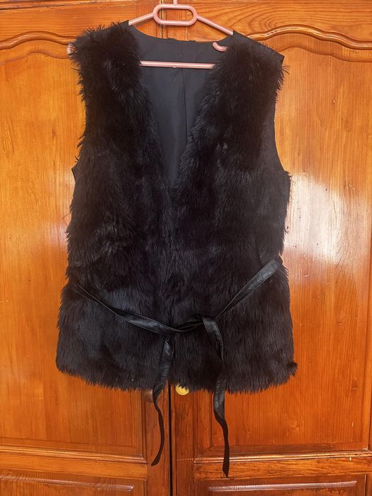 Дамски елек, еко косъм и кожа