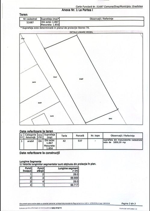 Teren intravilan 1850 mp – Gradistea, Ilfov | Dubla deschidere stradala
