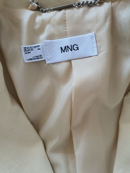 Sacou Mango MNG XS lyocell & in crem galben mustar slim fit nou elegant vară