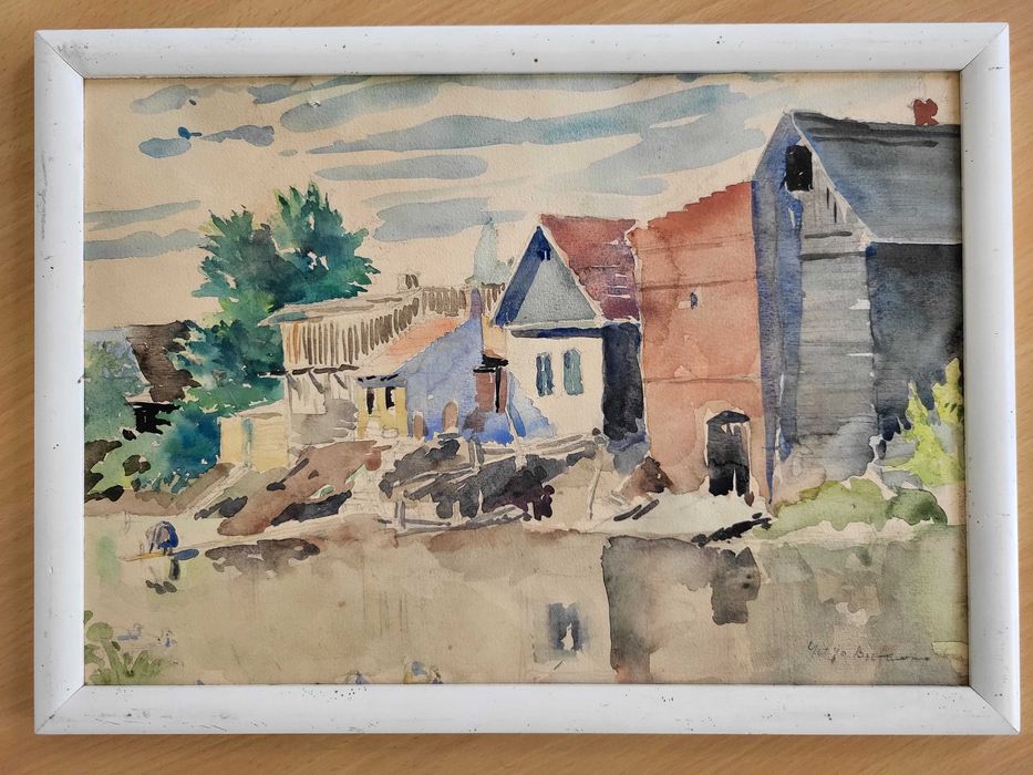 Acuarelă-GARZÓ BERTALAN (1882-1959). Etichetă expo Artist cu cotă mare