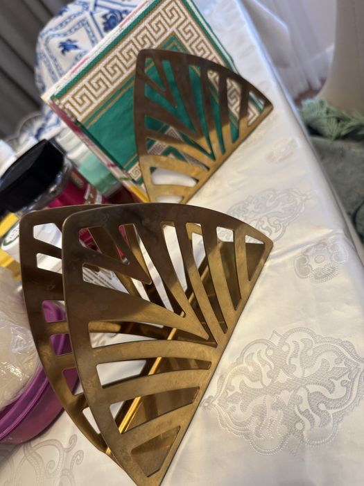 Салфетница на стол из золотистого металла, качественные 2 шт Италия