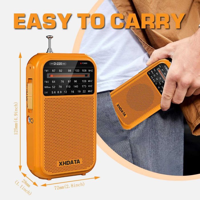 XHDATA D220 портативен FM 1-2, AM,SW радиоприемник-оранжев цвят