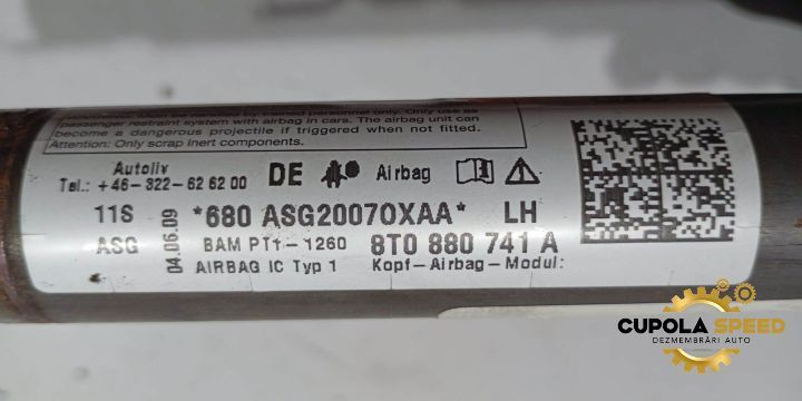Airbag cortina stanga 8T0880741A Audi A5 8T [2007 - 2011] Coupe