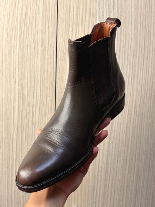 Aigle, premium, vintage, botine chelsea, maro închis