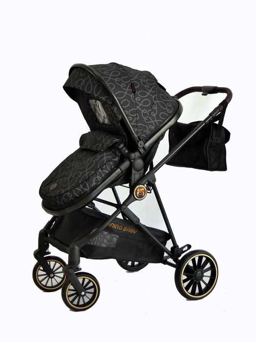 Всесезонная коляска-трансформер 2в 1 - кожаная ручка, резиновые колеса