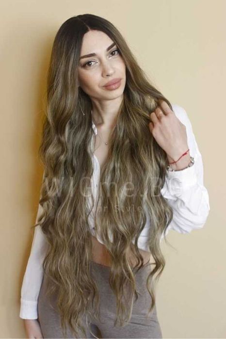 Дълга тъмноруса лейс фронт перука Грета