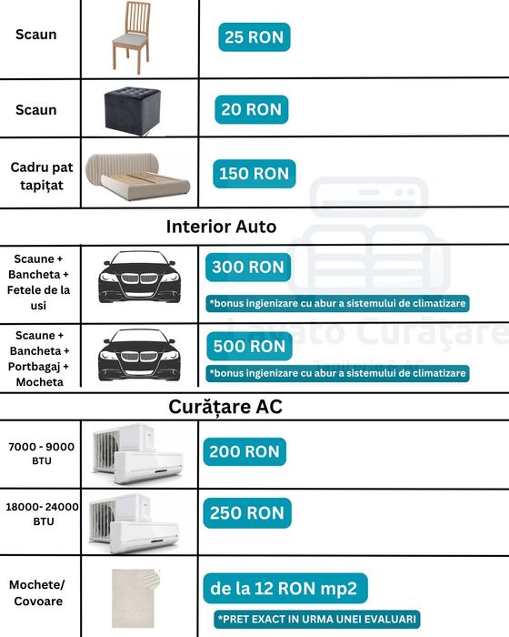 Curatare canapele, mocheta, tapiterie auto, scaune, saltele