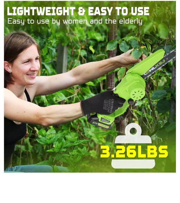 CQWLKEJ Mini ferăstrău, drujba cu lanț fără fir de 8 inchi Nou