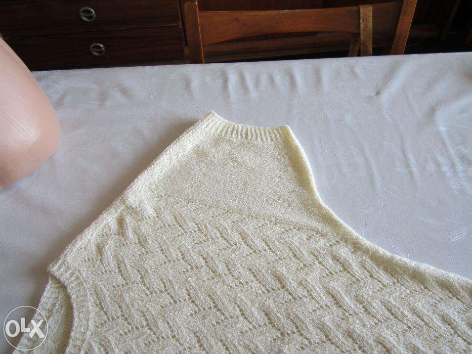 Bluza alba tricotata manual + bonus si Livrare gratuita*