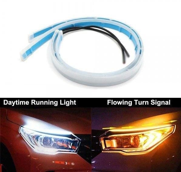 Дневни светлини с вграден бягащ мигач силикон, 45 см. А-3213-2