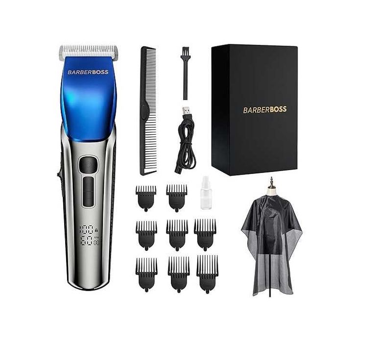 Машинка за подстригване BarberBoss, керамично острие, LED дисплей, USB