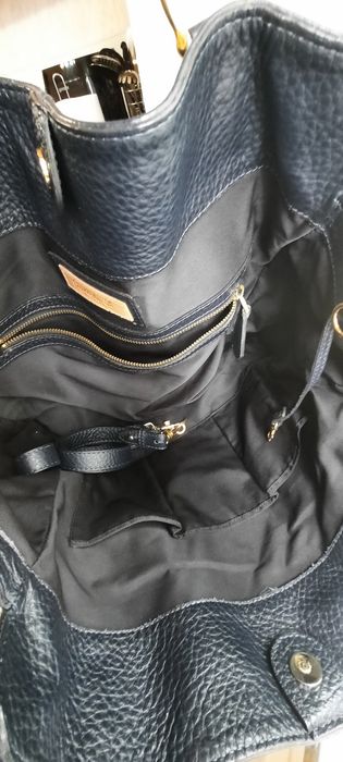 Poseta din piele bleumarin Musette