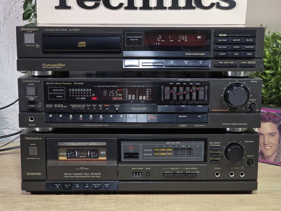 Linie audio TECHNICS, receiver SA-R230,deck RS-B205, cd-player SL-P202