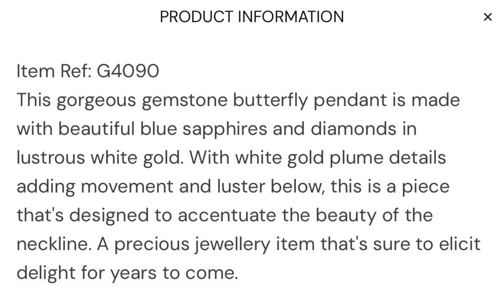 Colier cu diamant + safir , pandantiv fluture AUR ALB 9K