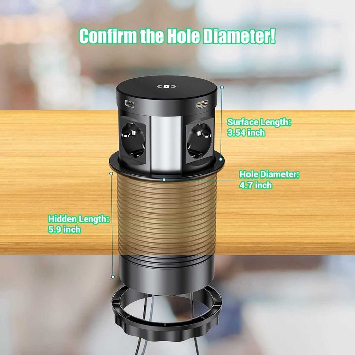 HANNELORE Прибиращ се вграден контакт с USB за бюро