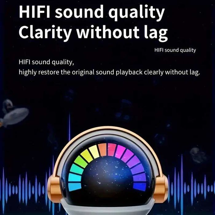 LED Bluetooth Високоговорител – Астронавт, RGB светлини, Нов