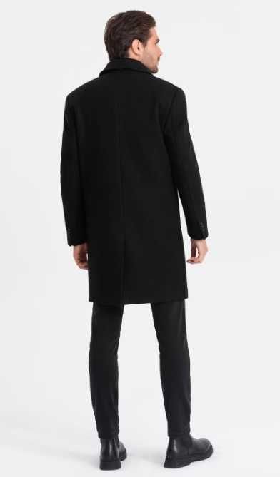 Palton slim 48 M premium Atelier Torino lana superioara moale negru