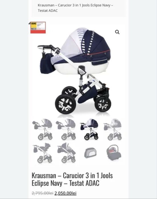 Carucior eclipse navy 3 in 1 cu tiate accesoriile