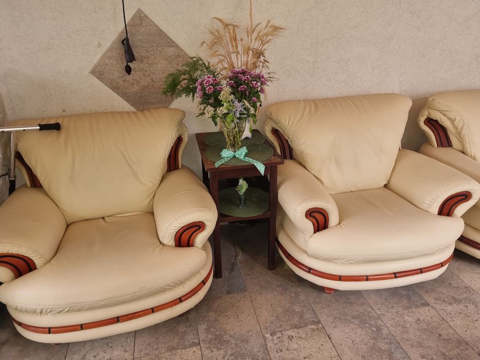 Canapea cu fotolii din piele