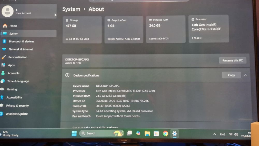 Acer Aspire TC-1780 Процесор - 13Gen Intel Core i5 -13400F