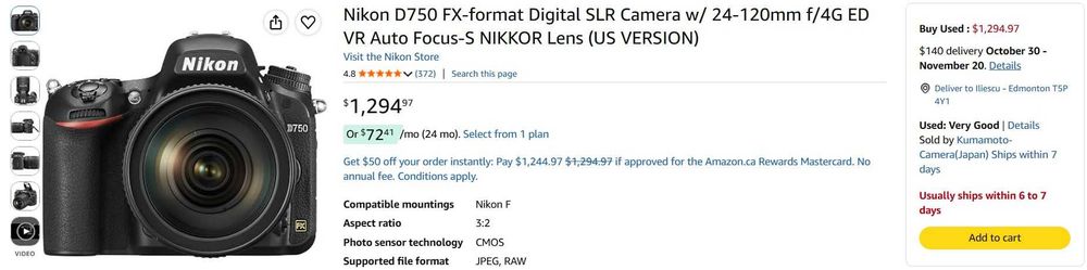 Aparat foto DSLR Full-Frame Nikon D750 + obiectiv 24-120mm f/4G ED VR AF-S NIKKOR