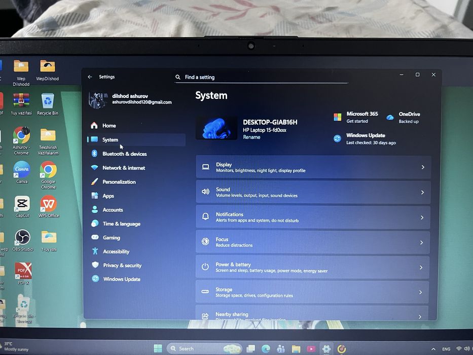 Notebook laptop Hp i 5