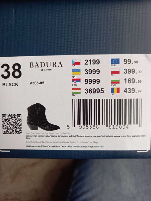 Дамски Боти с дебел ток Badura® kаубойски обувки.