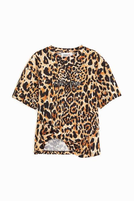 Tricou Nou, Rabanne cu detaliu răsucit și imprimeu leopard pt. femei