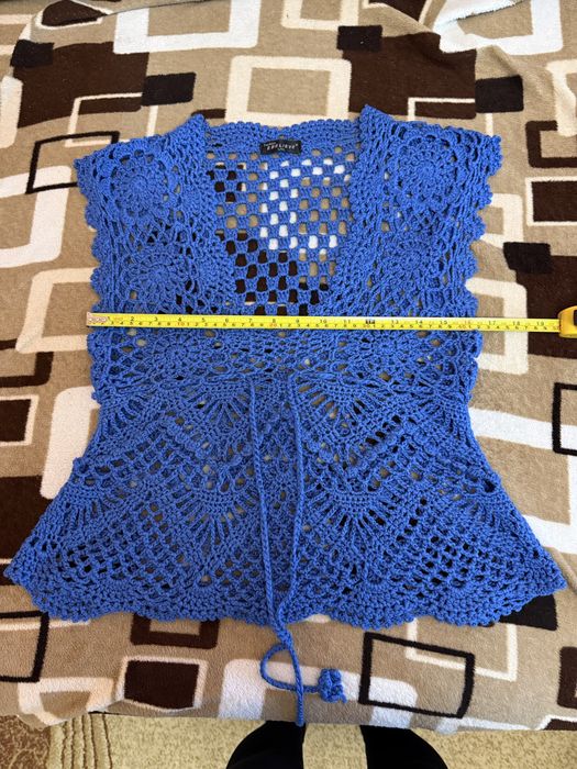Top tricot albastru potrivit M, L, XL vesta