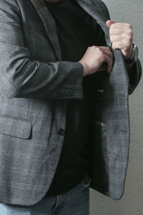 Пиджак мужской, в клеточку, стильный, повседневный. Корея