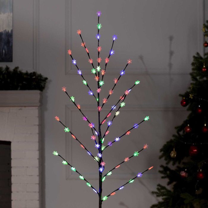 Коледно новогодишно светещо дръвче с многоцветни снежинки 150см