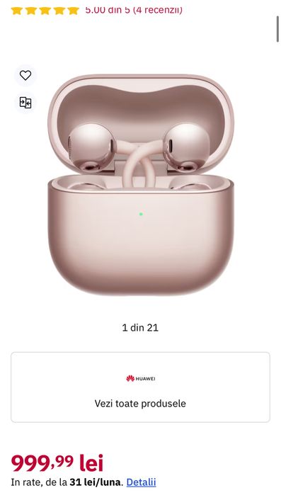 HUAWEI FreeClip 2, True wireless, Open-ear, Rose Gold, sigilate, transport inclus