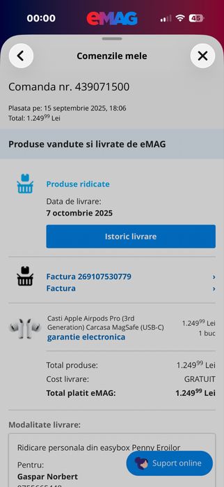 Airpods Pro 3 cu garantie valabila
