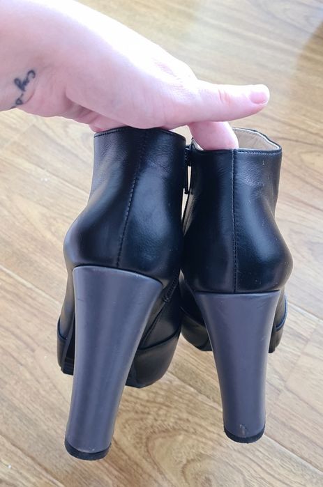 Botine de Piele Naturala Negre 36