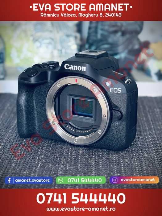 Aparat Foto Mirrorless Canon EOS R50 Kit cu Obiectiv RF-S 18-45mm + RF-S 55-210mm