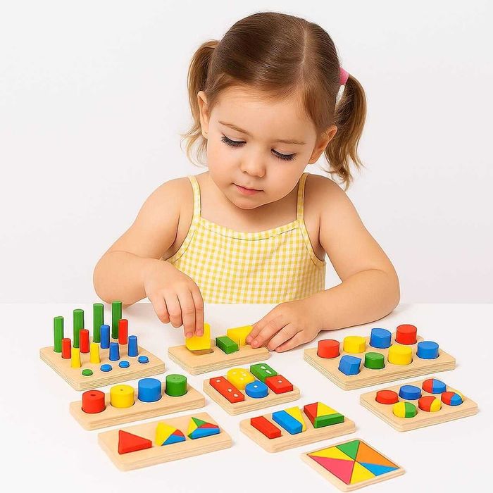 Дървени Монтесори Играчки 9 в 1/Монтесори 9 в 1 супер комплект