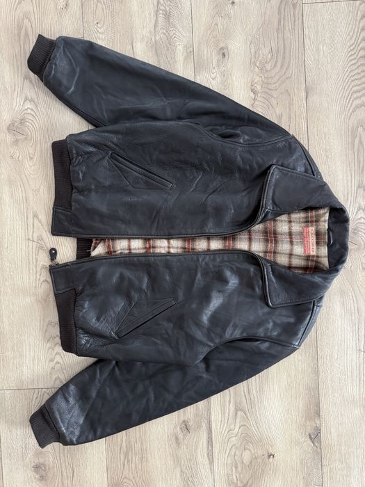 Geaca Piele Naturala CLOSED Interior Lana Bomber Barbati | Marime XL