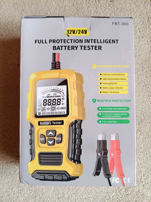 Foxsur FBT-300 - Tester Baterie Auto 12 V / 24 V, rating 100-2000 CCA, capacitate 2-220 Ah - NOU / SIGILAT