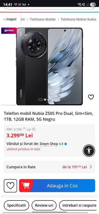 Vand/Schimb  Zte Nubia 50s Pro ,impecabil,1 TB  stocare, la cutie!