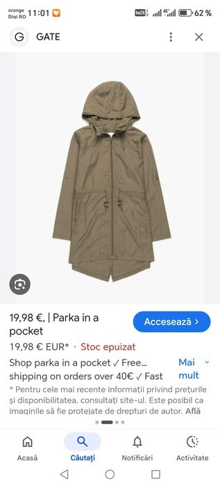 Geaca Parka in a pocket
