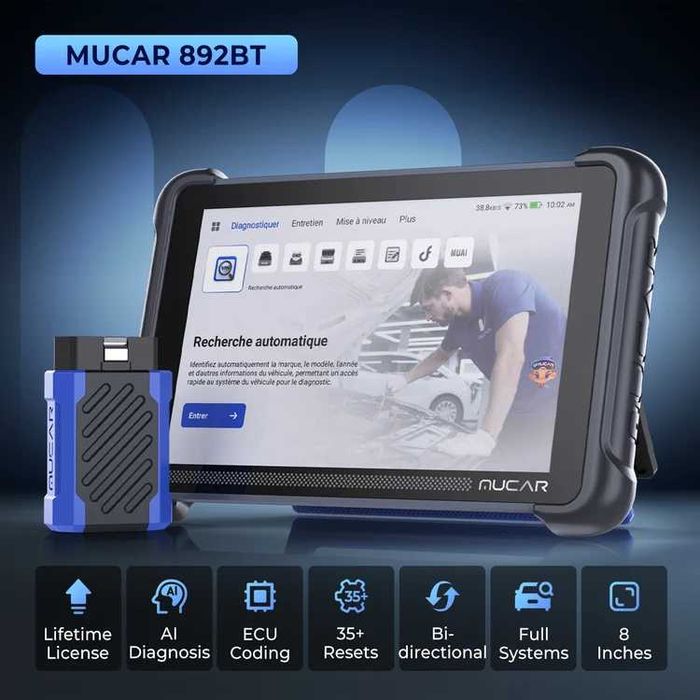 Професионален автомобилен диагностичен скенер MUCAR 892BT (AI & Bi-Directional)