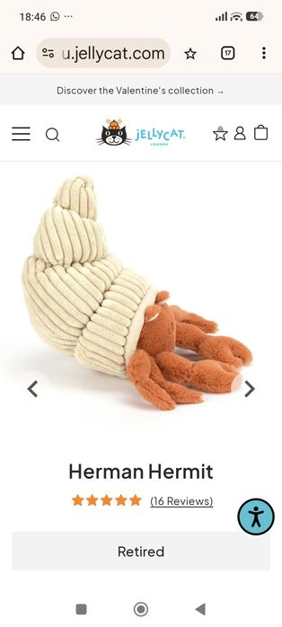 Jellycat, Herman The Hermit