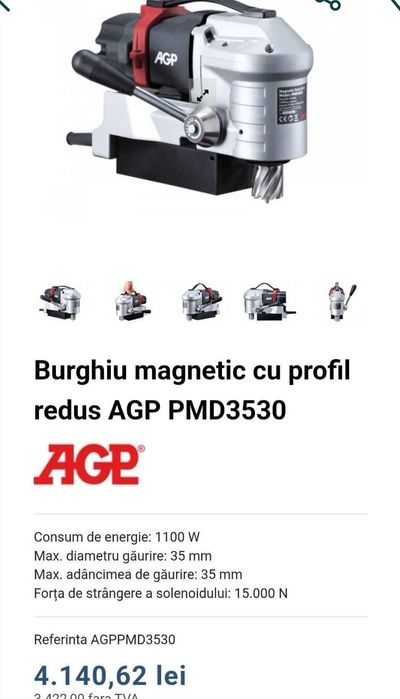 Masina de gaurit cu talpa magnetica AGP PMD3530 ca Metabo Hilti Bosch