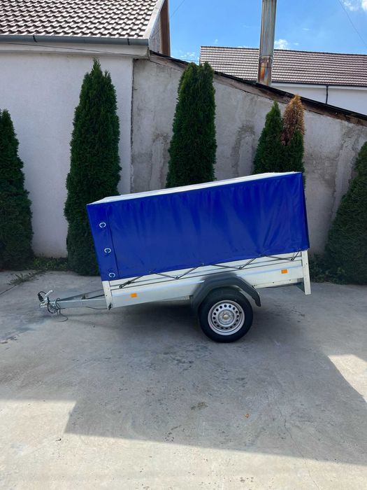 Remorca auto cu prelata 200x108x90 albastra 750kg mono ax