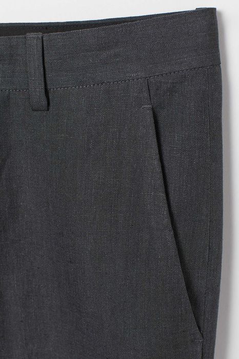H&M - 2 costume vara premium slim fit din in 100% mar. 50/52 [talie 90-100 cm], gri/verde-kaki, noi