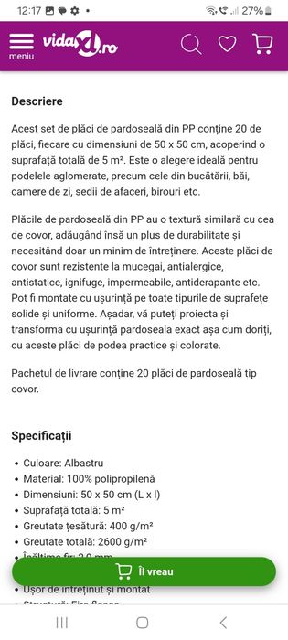 Placi pardoseala din PP