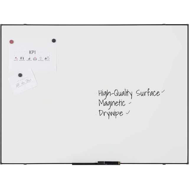 Tablă albă magnetică BoardsPlus 120×90 cm, cu ramă neagră