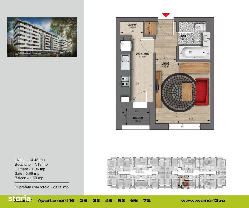 Garsoniera la cheie Weiner 18- decomandata-
